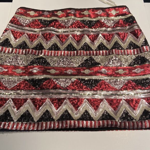 Pink Martini Women, Sequined Multicolor Geometric Skirt Size M - Picture 7 of 10